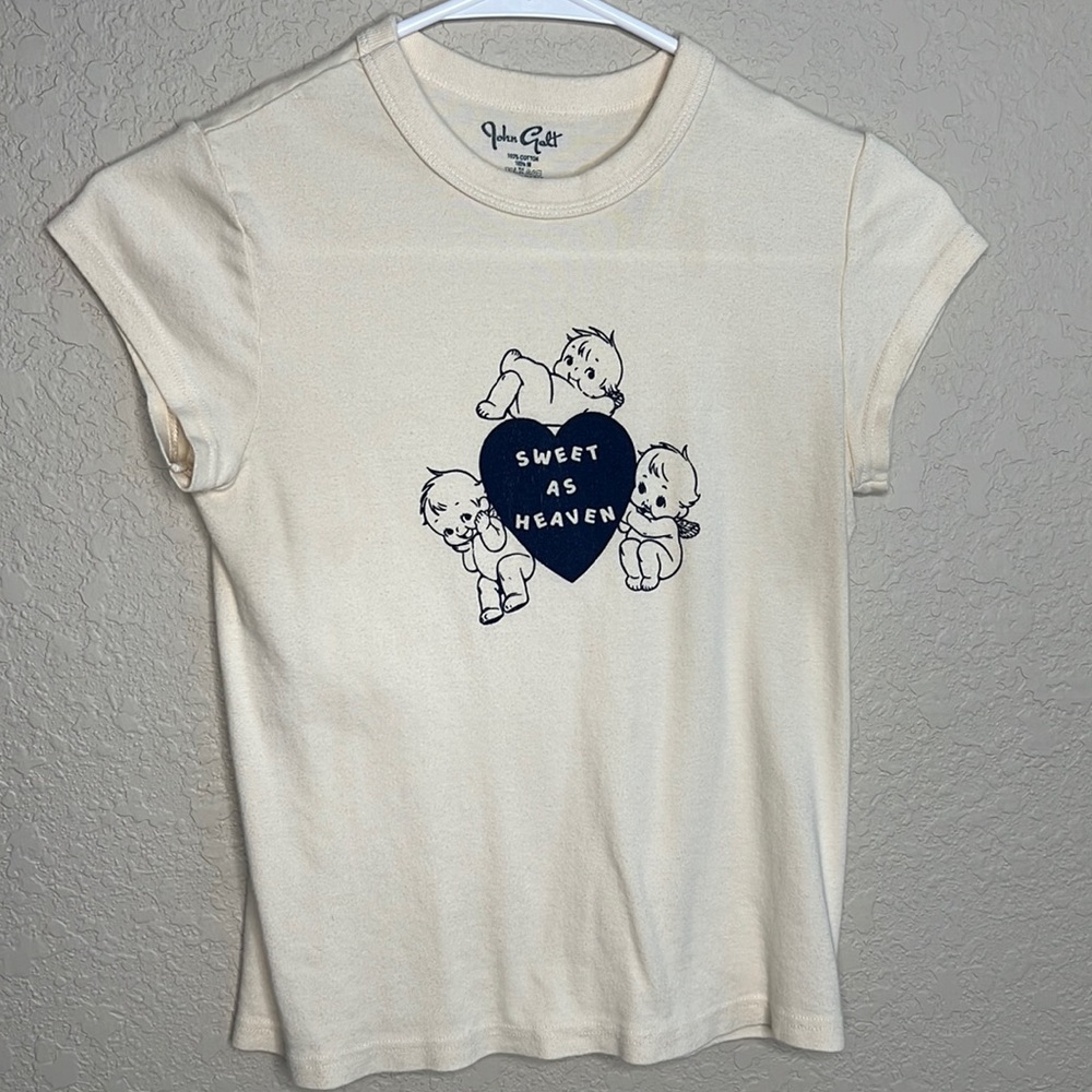 Brandy Melville John Galt “sweet as heaven” cropped tee